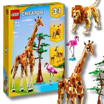 LEGO CREATOR 3W1 31150 ZWIERZĘTA SAFARI Żyrafa Gazele Lew 790 elementów