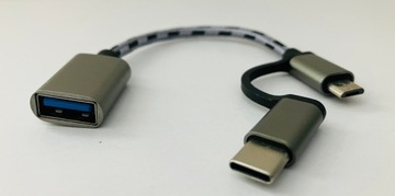 2 в 1 | Адаптер | USB-A |--> USB-C |--> Микро-USB |