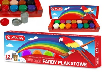 Farby plakatowe 12k +złota srebrna 14x20ml HERLITZ