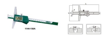 Głebokościomierz elektroniczny zakres 150mm 1144-150A