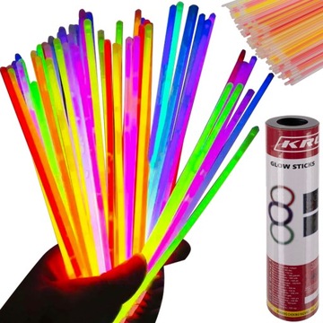 BRANSOLETKI ŚWIECĄCE FLUORESCENCYJNE PAŁECZKI PATYCZKI OPASKI 100 szt