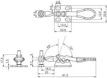 Зажим, струбцина, быстросъемный хомут GH-201A, 2 шт 27 кг. U-БАР, ZAC17787