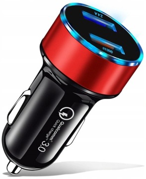 SZYBKA ŁADOWARKA SAMOCHODOWA USB QC 3.0 MIERNIK NAPIĘCIA AKUMULATORA LED