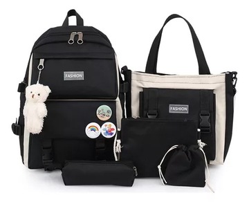 Zestaw 5 plecaków Plecak Tornister Piórnik Tote Canvas