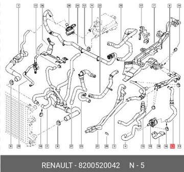 PŘÍVOD VODY RENAULT ESPACE IV LAGUNA II 2.0 DCI 8200520042 ORIGINÁLNÍ