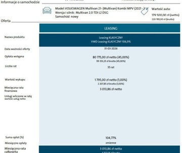 Volkswagen Multivan T7 Van L1 2.0 TDI 150KM 2025 Volkswagen Multivan Family 2.0 TDI 150 KM L2 2.0 Diesel 150KM, zdjęcie 1