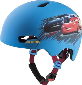 Kask rowerowy dzicięcy ALPINA HACKNEY Auta i ZygZak McQueen niebieski 51-56
