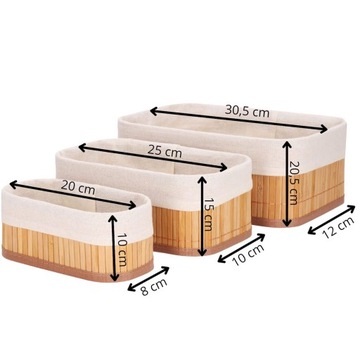 БАМБУКОВЫЙ НАСТОЛЬНЫЙ ОРГАНАЙЗЕР КОСМЕТИКА 3 КОРЗИНЫ КОРОБКИ ДЛЯ ВАННОЙ