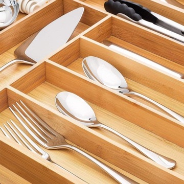 ВСТАВКА В ЯЩИК ОРГАНАЙЗЕР СТОЛОВЫЕ ПРИБОРЫ БАМБУКОВЫЕ НАПРАВЛЯЮЩИЕ