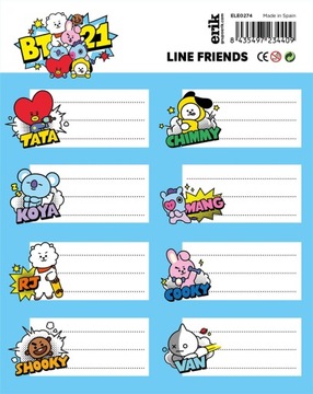 Zestaw BT21 BTS Kpop 16 naklejek na zeszyt