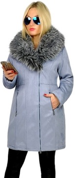 ЗИМНЯЯ МОДНАЯ ДУБКА-РАДИАТОР ПАЛЬТО С МЕХОВЫМ ВОРОТНИКОМ 2XL/44