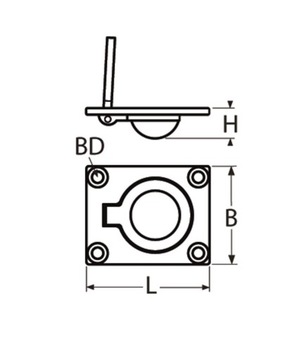 НИЖНИЙ ПОДЪЕМ 47x38 НАПОЛЬНАЯ РУЧКА НЕРЖАВЕЮЩАЯ