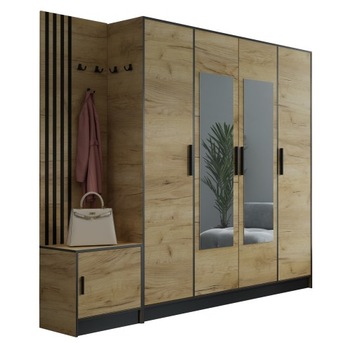 Garderoba z siedziskiem DIOR PLUS 15 lamele lustro