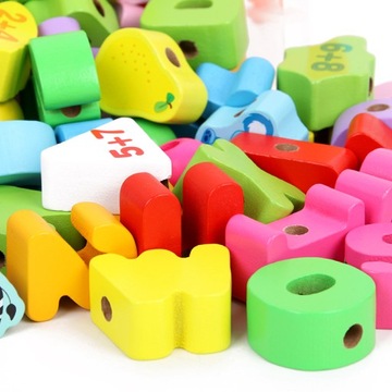 ДЕРЕВЯННЫЕ БЛОКИ МОНТЕССОРИ нанизываем бусины