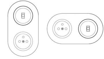 Три одиночные розетки в стиле ретро в белой рамке в стиле лофт.