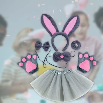 Современный костюм кролика для косплея для тематических вечеринок, Новый год, серый, 6 шт.