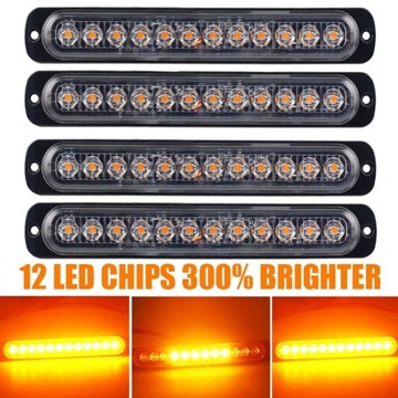 Stroboskopy ostrzegawcze Samochodowa światła stroboskopowe 4x 12LED 12/24V