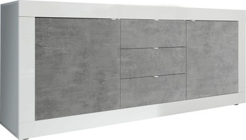Basic Komoda biały połysk+ beton z szufladami Colia 210cm
