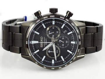 Zegarek Męski Seiko Chronograph SSB415P1 - Czarny z szafirowym szkłem