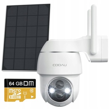 OBROTOWA KAMERA ZEWNĘTRZNA SOLARNA WIFI 3MPx 64GB