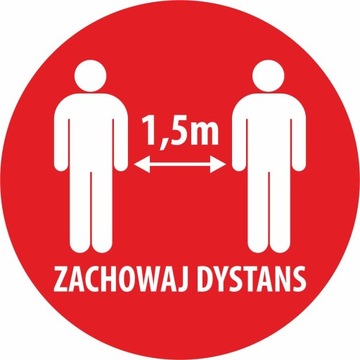 Naklejka DYSTANS zachowaj dystans 10x10cm