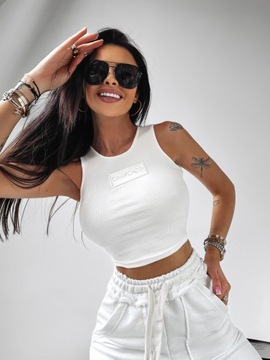 O'LA VOGA Рубиновый топ в рубчик цвета экрю (M)