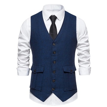 Men'S Casual Classic Suit Vest Retro Herringbone L
