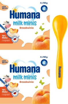 HUMANA DESEREK JOGURTOWY O SMAKU BRZOSKWINIOWYM 4x100G x2 + ŁYŻECZKA