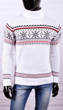 Sweter Męski Norweski Golf Stójka Bluza