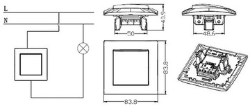 WESA SWITCH, ОДИНАРНЫЙ ВЫКЛЮЧАТЕЛЬ СВЕТА ДЛЯ СКРЫТОГО МОНТАЖА
