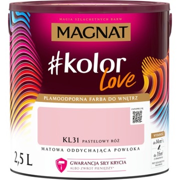 Farba lateksowa ścienna MAGNAT #KOLORLOVE KL31 Pastelowy Róż 2,5L