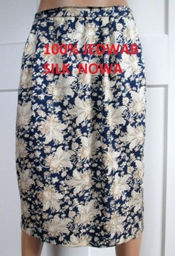 Vintage spódnica spódniczka jedwabna 100% jedwab silk 12 L 40 NOWA