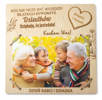 Drewniana ramka zdjęcie Dzień Babci Dziadka Grawer