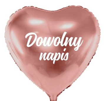 Balon duże serce DOWOLNY NAPIS rose gold