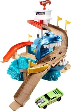 HOT WHEELS ZESTAW TOR WYŚCIGOWY Z REKINEM ZAMEK ZJAZD KLOCKI DLA DZIECKA