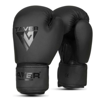 RĘKAWICE BOKSERSKIE SPARINGOWE CZANE MATOWE KICKBOXING TAVER BLACK 10 OZ