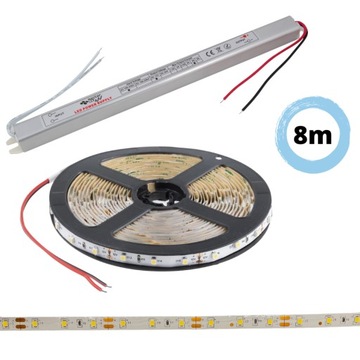 ZESTAW 8m Taśma LED PREMIUM biały zimny 12V
