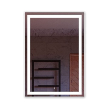 Lustro pionowe rozmiar 60x90 cm wypiaskowany pasek wewnętrzny LED