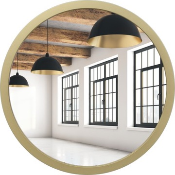 LUSTRO OKRĄGŁE LOFT ZŁOTE 70 CM RAMA 4 CM