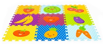 РАЗВИВАЮЩИЙ пазл FOAM MAT 86х86 для детей ФРУКТЫ толстый СКЛАДНОЙ 9 шт.