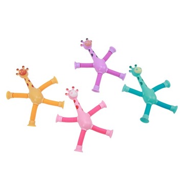4X TELESKOPOWA PRZYSSAWKA ŻYRAFA FIGURKA SPRĘŻYNKA ROZCIĄGAJĄCE ZABAWKI