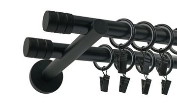 KARNISZ PODWÓJNY Metal 19+19mm CZARNY 300cm FREZ