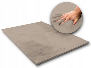 Jedwabisty Wysoki Dywan Rabbit 200x140 PLUSZOWY Beżowy Beige