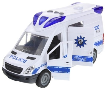 Samochód Policyjny Radiowóz z Napędem Policja Auto Van Światło Dźwięk