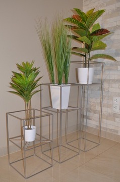 Подставка для цветов Filo металлическая, серебряная, 40 см