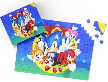 PUZZLE - SONIK SONIC GRA GRY - PREZENT NA ŚWIĘTA WZORY - 70el + PUDEŁKO