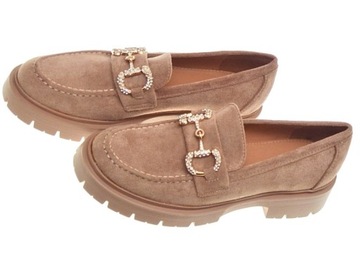 Замшевые лоферы цвета хаки, размер 38.