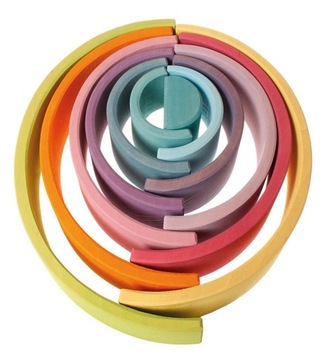 Деревянная Радуга ГРИММ 12 шт. Деревянные кубики ДЛЯ ДЕТЕЙ Пастель 3+