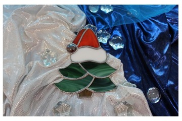 Витражная елка, кулон, елка Тиффани