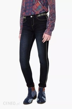 SPODNIE JEANSY DESIGUAL NIEBIESKIE HAFTY R 24